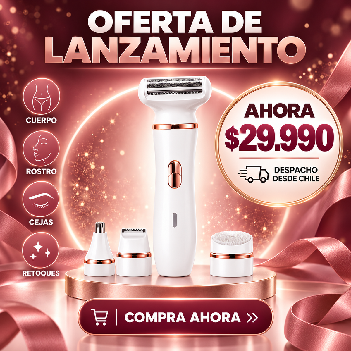 MultiShave™ – Afeitadora 4 en 1 Recargable de Precisión Total